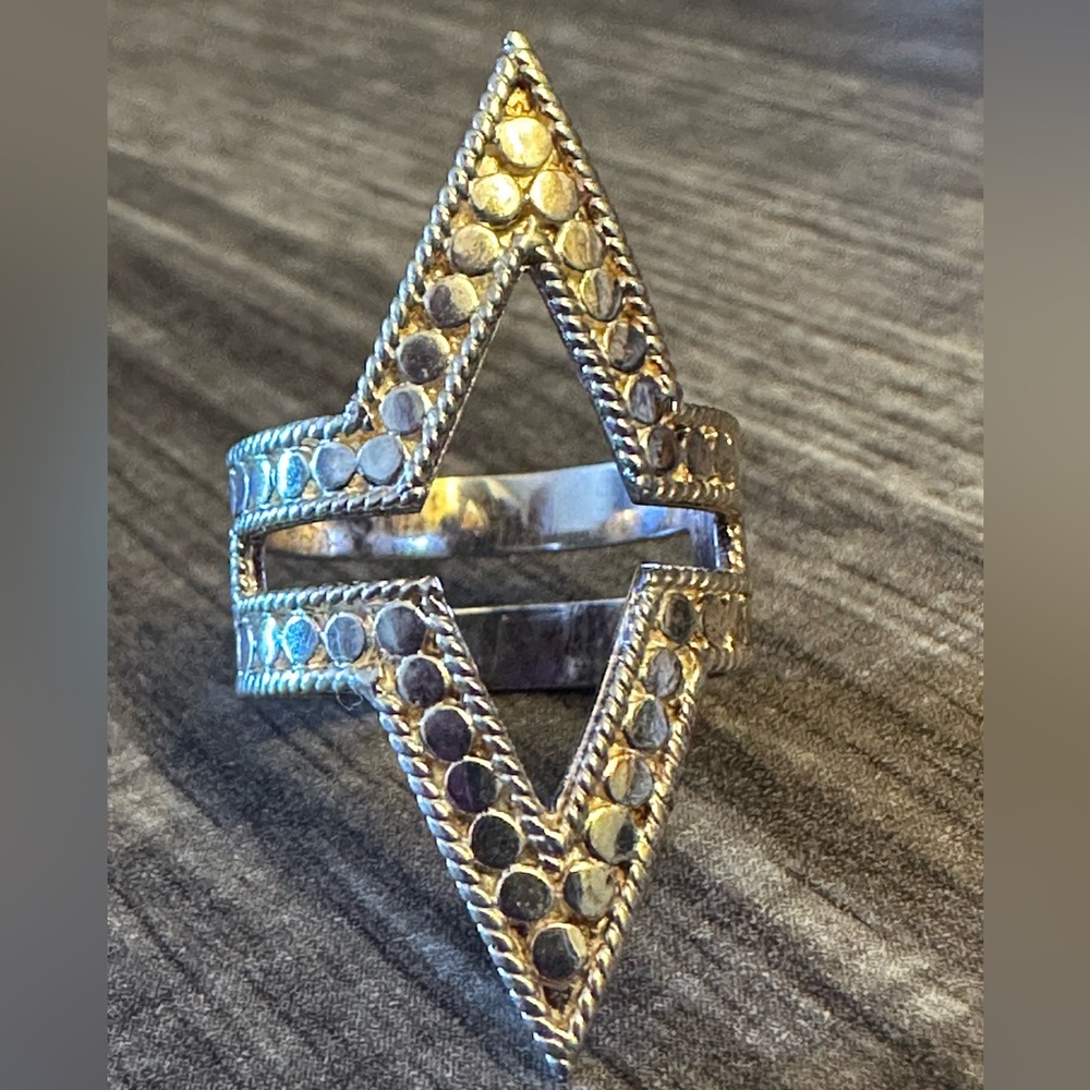 Authentic Anna Beck 18K Gold Double Triangle Ring